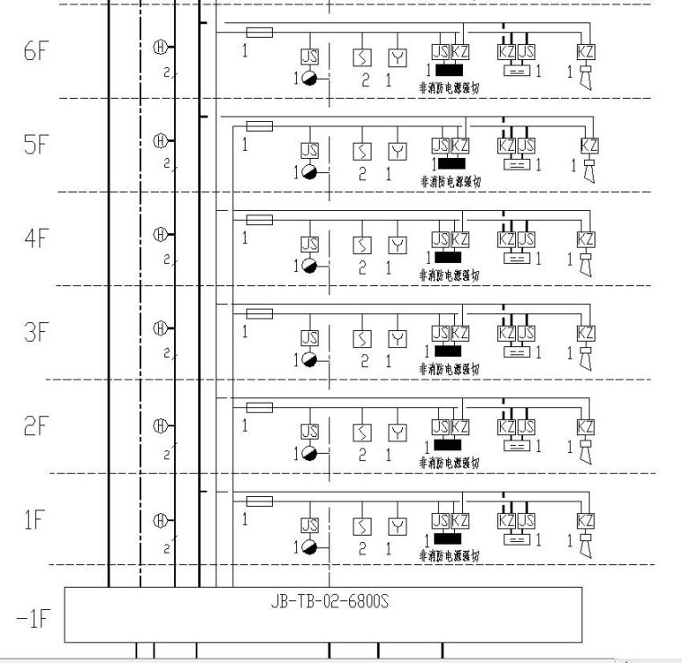 某12层点式住宅电气图-火灾报警及消防联动系统图