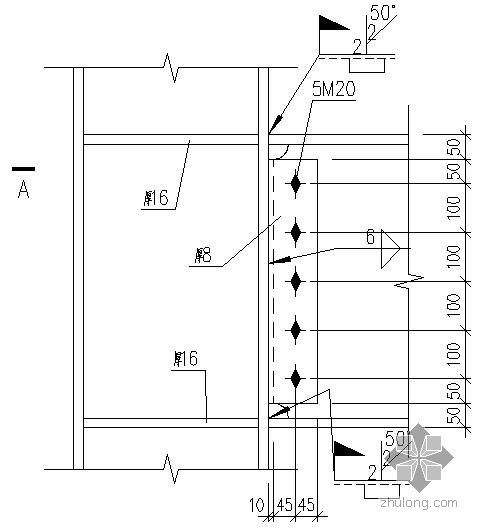 梁柱刚接和铰接的选择资料下载-某600梁柱刚接连接节点构造详图（强轴）