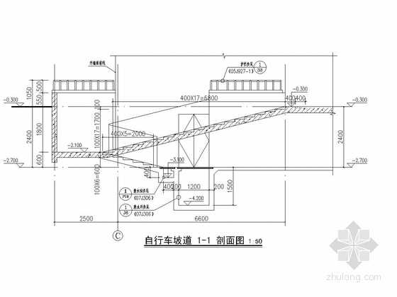 32层剪力墙结构安置小区高层住宅结构施工图（含建筑施工图）-自行车坡道图