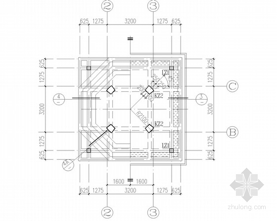 时轮转经塔框架结构施工图-结构平面布置图 