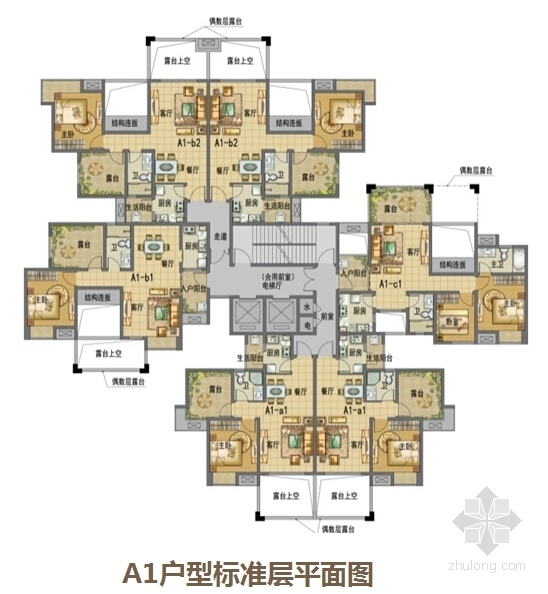 [成都]新古典超高层住宅及高层loft建筑设计方案文本-超高层住宅及高层loft平面图