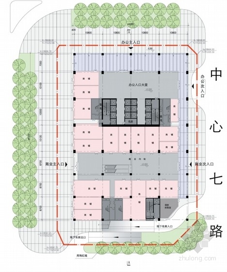 [深圳]现代风格超高层玻璃幕墙办公楼设计方案文本-现代风格超高层玻璃幕墙办公综合体设计总平面图 