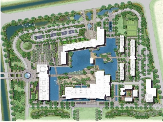 校园景观广场效果图资料下载-[昆山]水环境空间变化校园景观规划设计方案