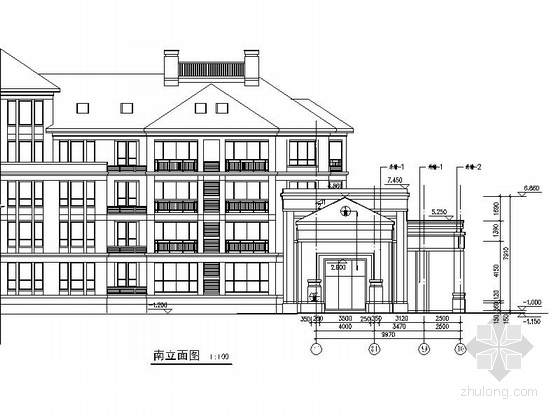 [北京]5层现代风格公寓建筑设计施工图 （国内知名地产）-5层现代风格公寓建筑设计立面图