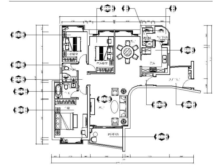 300平大平层室内设计资料下载-[深圳]高档精装豪华平层室内设计装修施工图