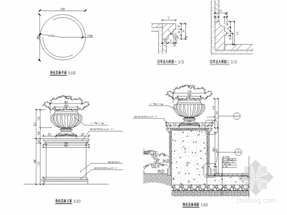 [江苏]商务办公楼酒店广场景观设计施工图-花钵详图