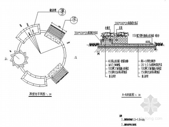 别墅花园景观规划设计施工图-雕塑池施工图 