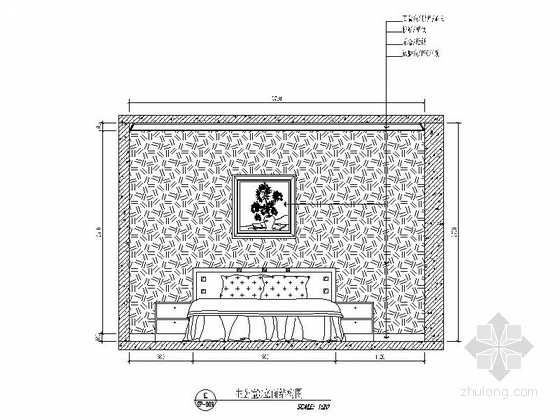 [重庆]精品楼盘新中式三居室装修图（含效果模型）主卧室立面图