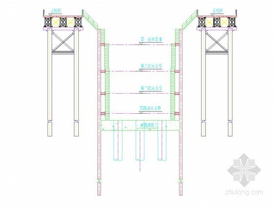 [浙江]特大桥深水基坑钢板桩围堰支护施工方案(附计算书 施工图)-钢板桩围堰安全防护结构示意图 