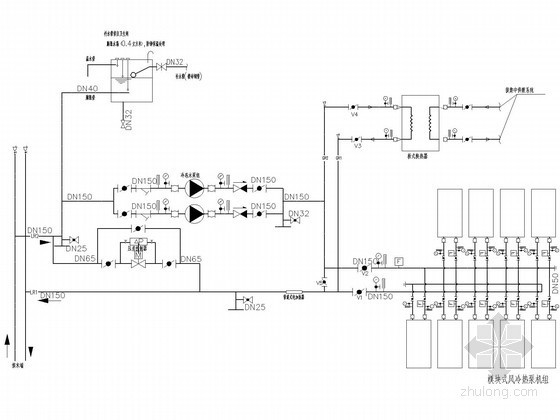 [江西]数字影院空调通风设计施工图(大样图多)-空调水系统原理图 