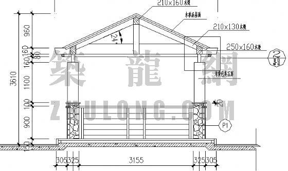 钢制凉亭景观施工图资料下载-观景凉亭施工图A