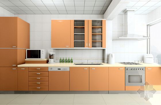 家装整体户型效果图资料下载-一套家装效果图厨房