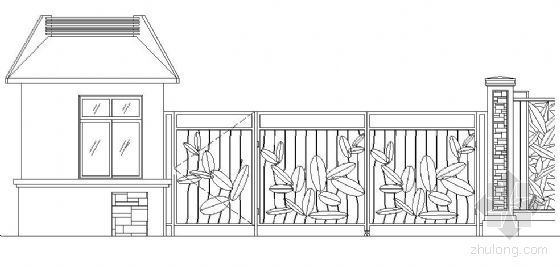 别墅入户围墙大门资料下载-人行入口大门及围墙段详图
