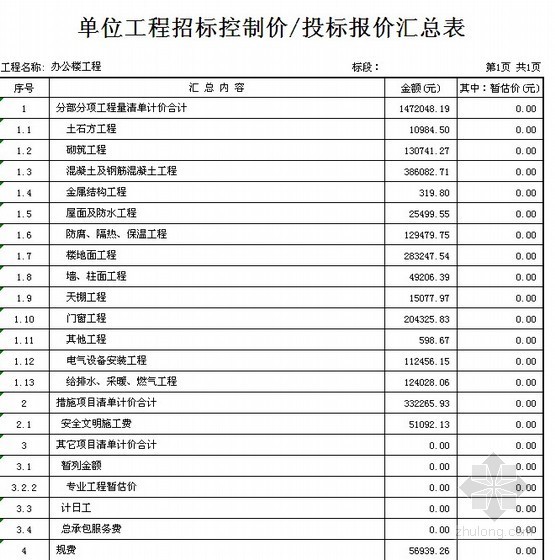 河北某办公楼土建工程清单计价实例（2008-03）