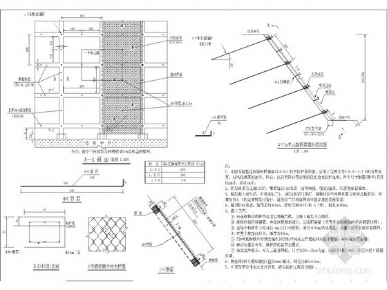 高填深挖路基设计资料下载-[四川]高填深挖路基普通锚杆框架植草防护一般设计图