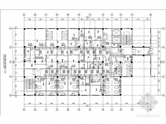 [河南]医院多层综合病房楼空调通风及防排烟系统设计施工图-四层空调水系统平面图 