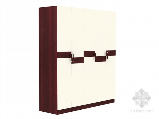 家具四门衣柜资料下载-五门衣柜3D模型下载