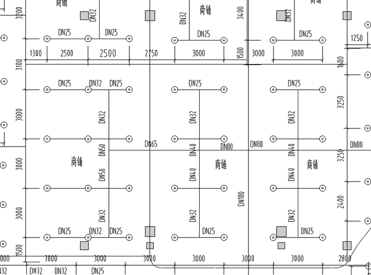 某市场消防水平面图-首层喷淋给水平面图