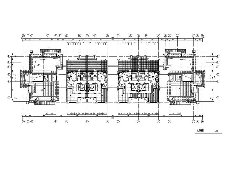 [山东]临沂北城新区新中式风格居住区建筑施工图设计-三层平面图