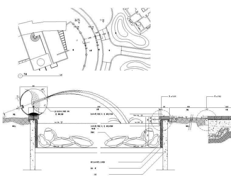 [天津]现代风格顺池蓝水园景观设计施工图（CAD+51个）-7235剖面大樣圖(一)