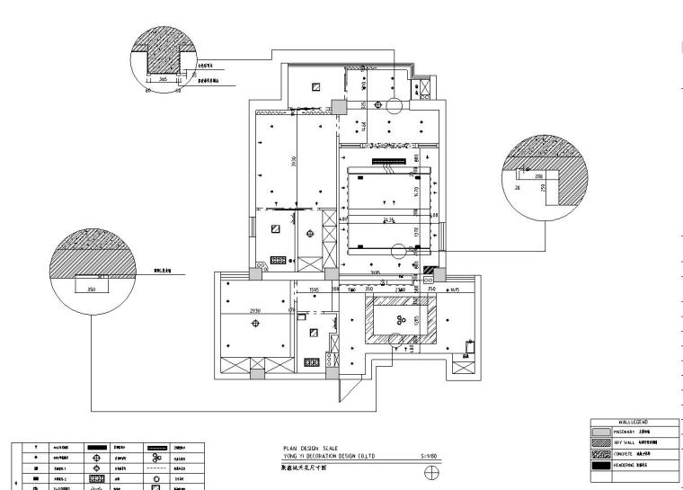 聚鑫城室内施工图设计（CAD+实景图）-天花尺寸图