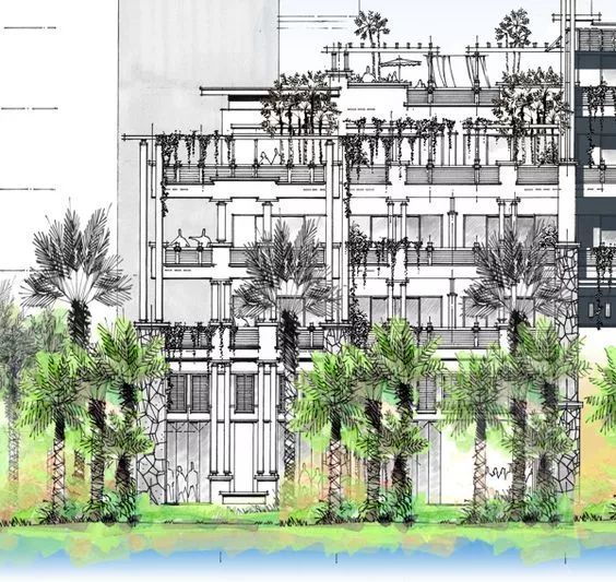景观手绘立面图资料下载-手绘立面这样表现也不错！