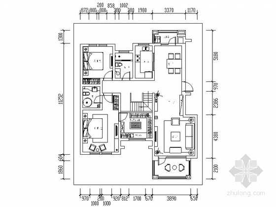 现代典雅住宅施工图资料下载-典雅现代简约复式样板间CAD装修施工图（含效果）