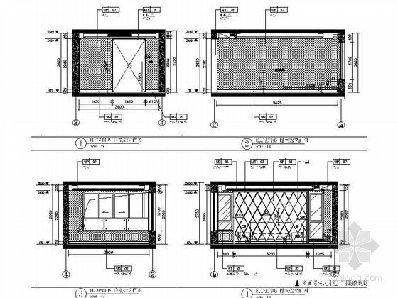 [上海]滨江黄金水岸精装高档两层别墅装修施工图（含效果）卧室立面图