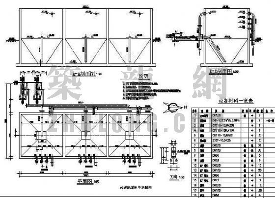 污泥处置工程设计资料下载-某污水处理工程污泥浓缩池平剖图
