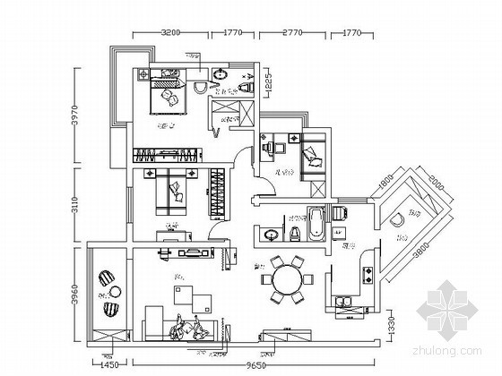 150平方米住宅资料下载-[贵阳]150平米现代四室两厅装修图（含效果）