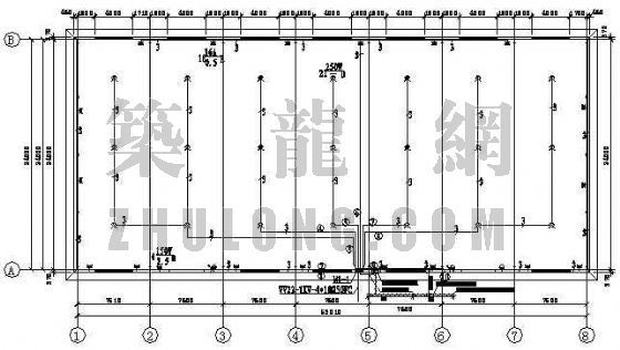 药厂粉剂平面图建筑资料下载-某厂房电气照明平面图