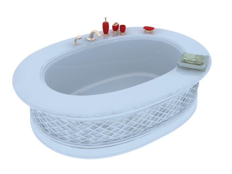 带收纳抽屉的浴缸资料下载-时尚浴缸3D模型下载