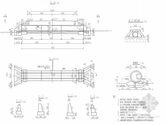 [湖南]II级公路涵洞图纸32张（含各种跨径和斜度）-1-Φ1.0圆管涵布置图(90°)