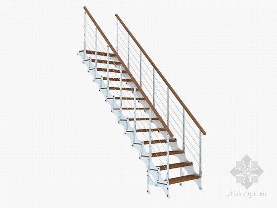 晶钢门板3d模型资料下载-钢结构组合楼梯3D模型下载