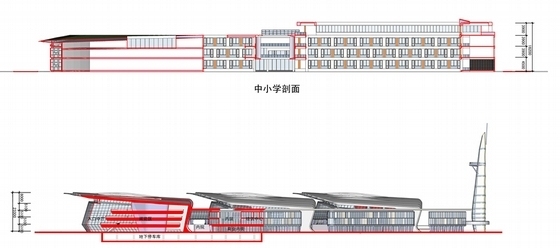 [连云港]滨海区奇异造型文体中心建筑设计方案文本-滨海区奇异造型文体中心建筑剖面图