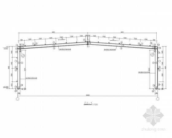 门刚仓库资料下载-20米跨门式刚架仓库结构施工图(含建筑图)