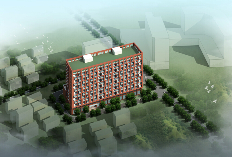 养老公寓给排水资料下载-[贵州]13层现代风格养老公寓建筑设计方案文本