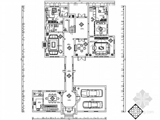 四层别墅欧式装修设计资料下载-花园别墅区欧式风情两层别墅室内装修设计施工图