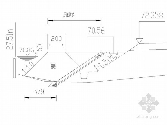 路基道路断面图cad资料下载-公路涉水路基围堰断面图