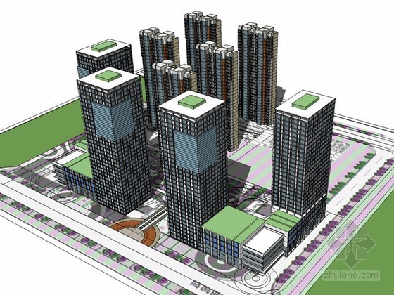 钢结构商业综合楼资料下载-商业综合楼SketchUp模型下载