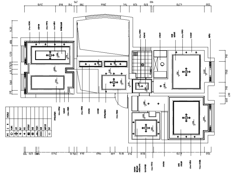 [河北]欧式风格180平米住宅设计施工图（附效果图）-顶面定位图
