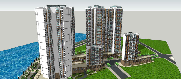 现代高层住宅外观资料下载-现代风格高层住宅建筑模型