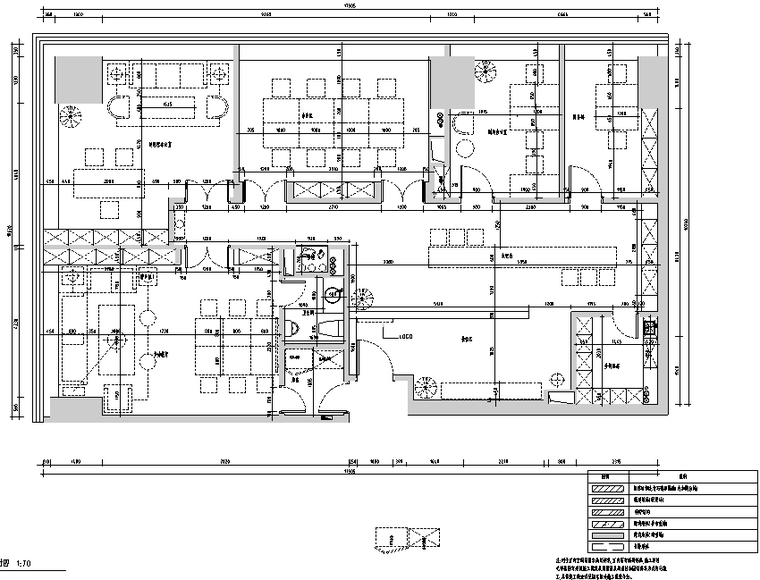 [新疆]木质空间投资办公室设计施工图（附效果图）-平面尺寸图