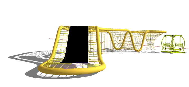 儿童游乐池塘设施模型su资料下载-[景观小品]儿童游乐设施-攀爬网.skp