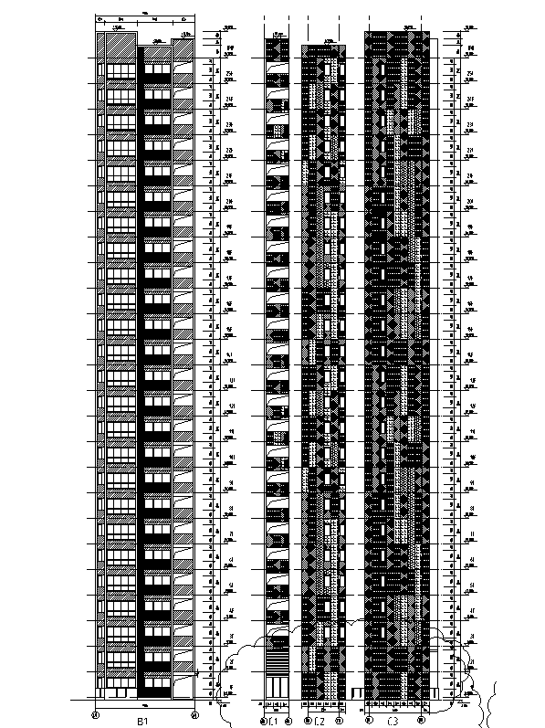6层塔式住宅建筑图资料下载-[广州]高层塔式住宅建筑招标图纸（含全专业）