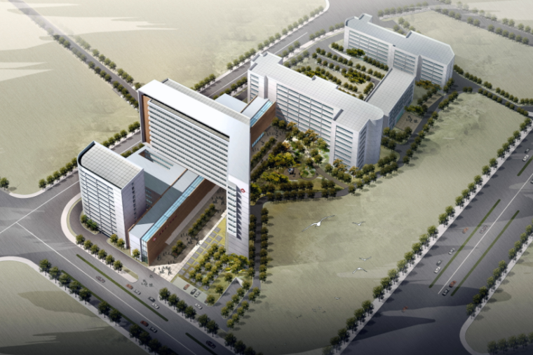 多层建筑现代风效果图资料下载-[福建]现代风模块化人民医院设计方案