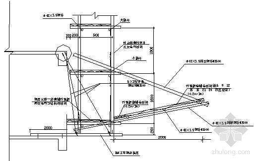 悬挑式脚手架示意图资料下载-悬挑式脚手架斜档板及密封层示意图