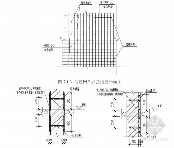 既有建筑结构安全性加固施工技术应用汇报(370页 附图)-钢筋网片及拉结筋平面图 