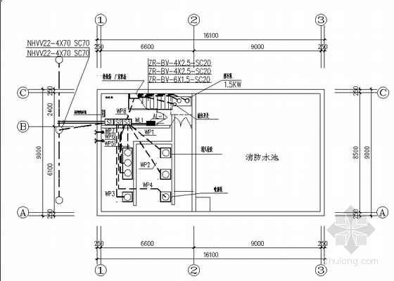 水泵控制柜一次二次图资料下载-某水泵房动力控制柜系统图