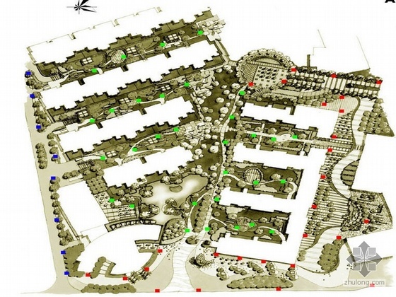 居住区景观设计及3d资料下载-郑州高尚居住区景观设计